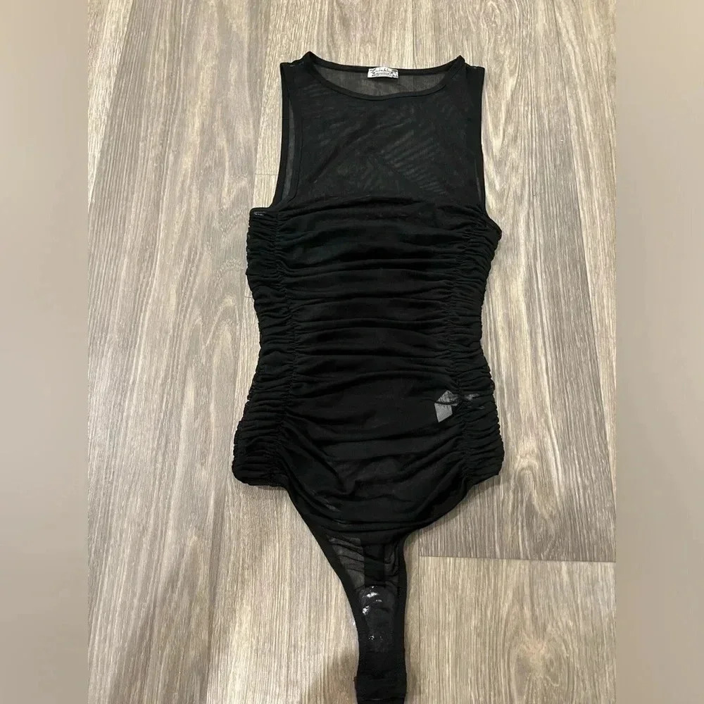 NWOT Free People (FP) Intimates Black See-through Sheer Top in Size XS